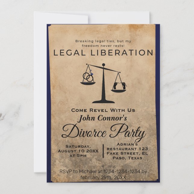 Divorce party invites: Legal liberation Invitation (Front)