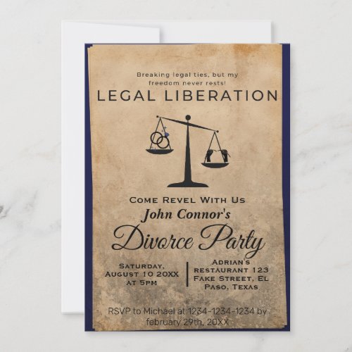 Divorce party invites Legal liberation Invitation