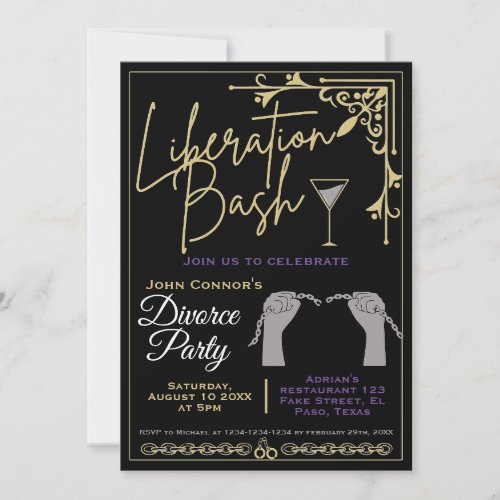 Divorce party invites Liberation Bash Humorous Invitation