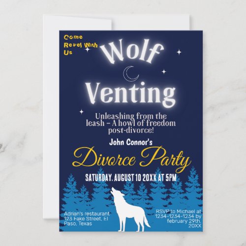 Divorce party invites Wolf venting Invitation