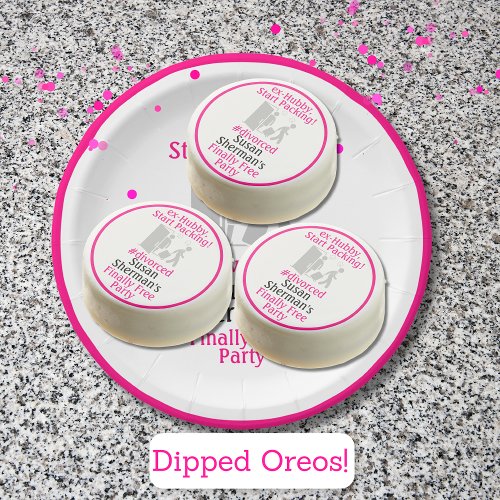 Divorce Party Treat Custom Finally Free Pink Funny Chocolate Covered Oreo