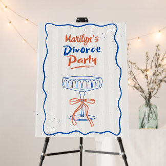 Divorce Party Welcome Sign with Champagne Glass