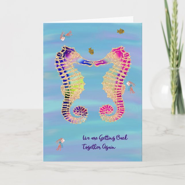 Divorce Reconciliation with Illustrated Seahorses Announcement (Front)