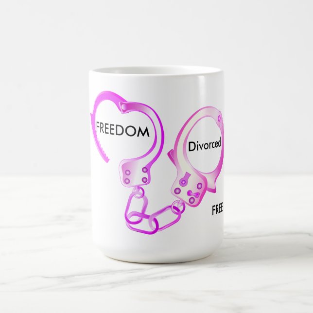 Divorced finally free pink open handcuff coffee mug (Center)