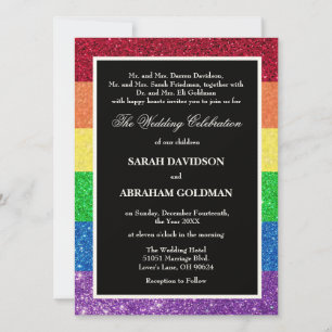 Divorced Parents Rainbow Wedding Invitations