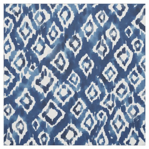 DIVVY UP DIAMONDS Geo Indigo Boho Ikat Fabric