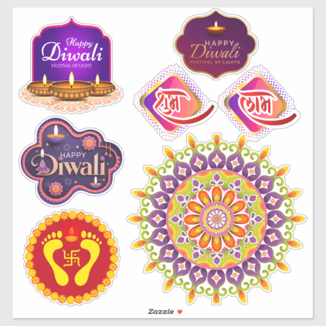 Rajahuli Sticker Diwali and rangoli set sticker | Zazzle