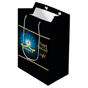 Diwali Blue Candle Medium Gift Bag