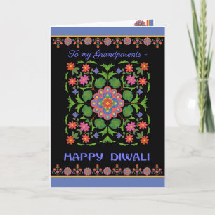 Diwali Card, Grandparents, Rangoli Pattern, Black Card