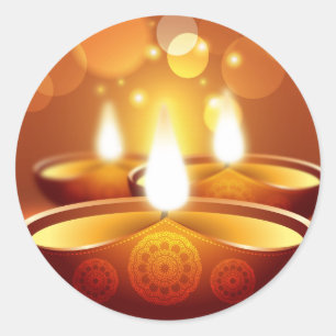 Diwali celebration golden Candles Classic Round Sticker