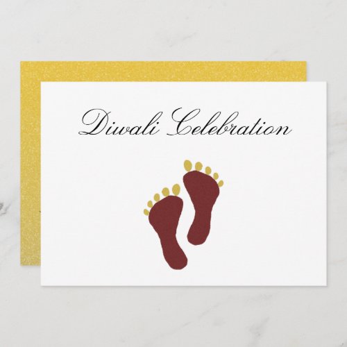 Diwali Celebration Lakshmi Footprints Glitter Invitation