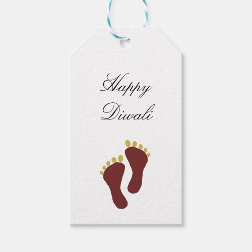 Diwali Celebration Red Gold Lakshmi Footprints    Gift Tags