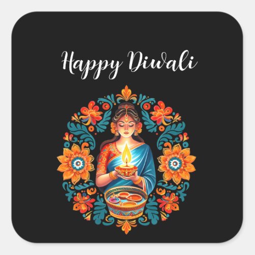 Diwali celebration square sticker