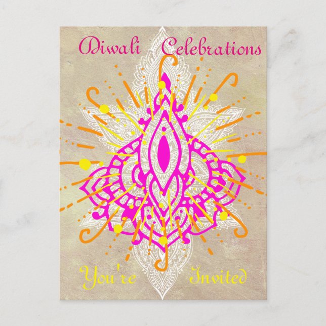 Diwali Celebrations Postcard Invitation (Front)