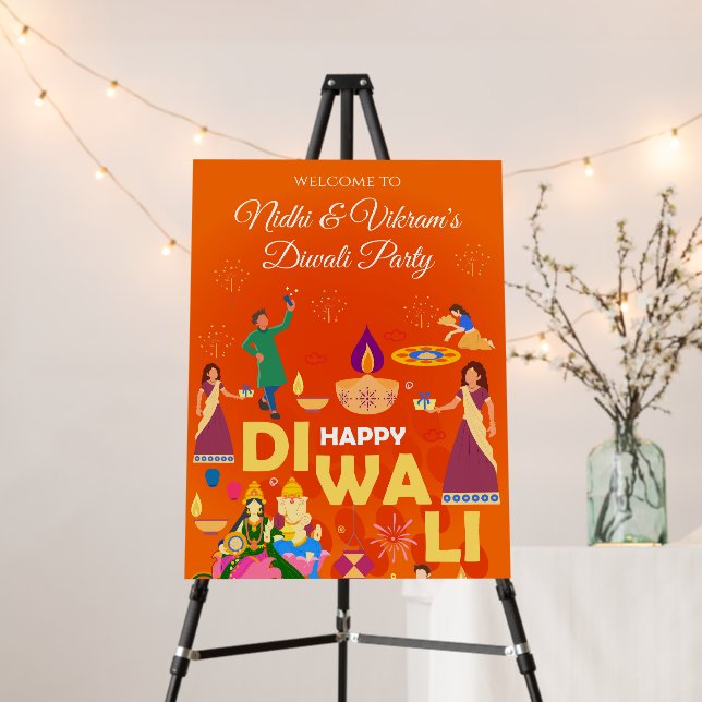 Diwali Dinner welcome signs as Diwali party Signs (In Situ (Stand))