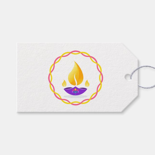Diwali Diya Gift Tags (Front (Horizontal))