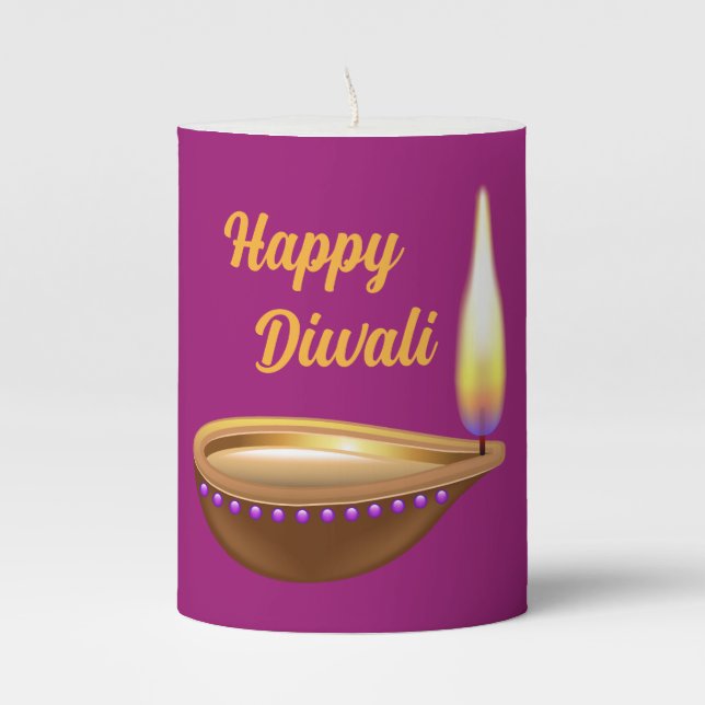 Diwali Diya Lamp Pillar Candle (Front)
