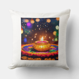 Diwali Diya Light Lamp Auspicious occasion Throw Pillow
