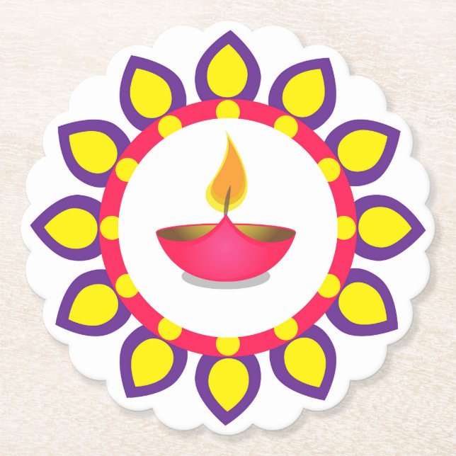 Diwali Diya Paper Coaster (Front)
