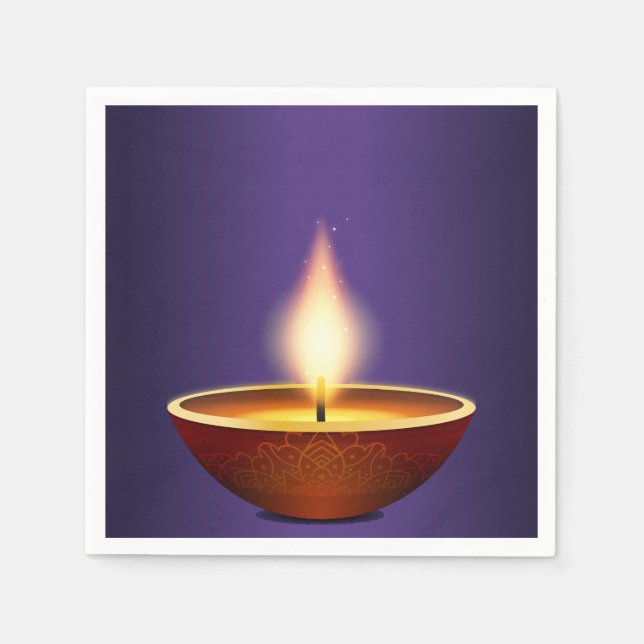 Diwali Diya Purple background Napkins (Front)