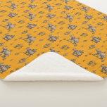 Diwali Elephant in Golden Field Toile de Jouy  Sherpa Blanket