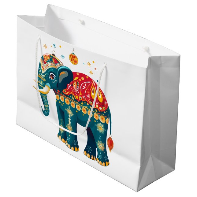 Diwali Elephant  Large Gift Bag (Front Angled)