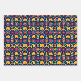 Diwali Elephants and Lights Wrapping Paper Sheets