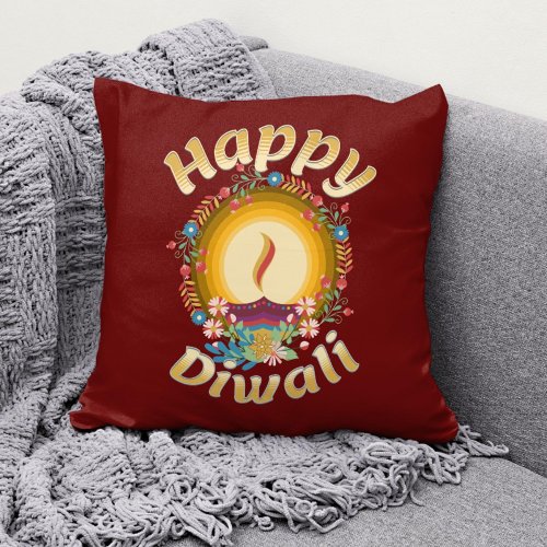 Diwali Festival of Lights Hindu Sikh Jain Throw Pillow