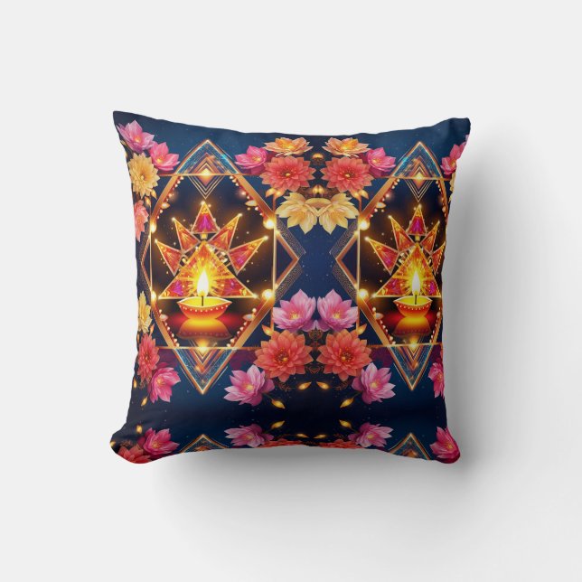 Diwali Fireworks Throw Pillow (Front)