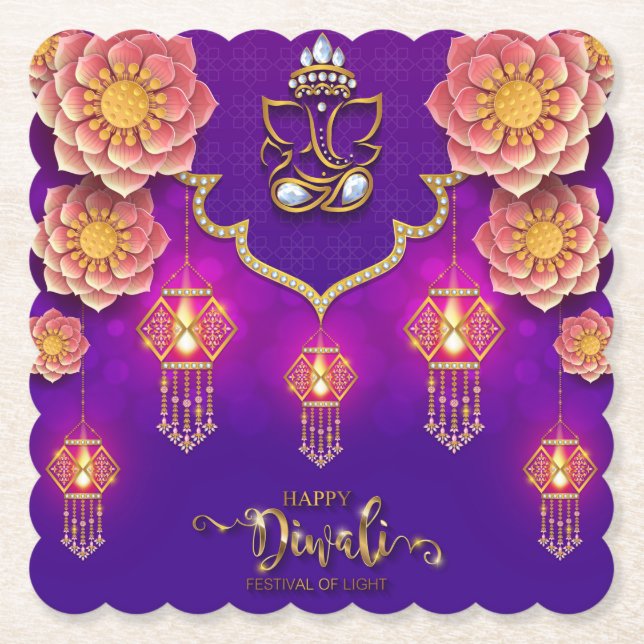 Diwali Ganesha Paper Coaster (Front)