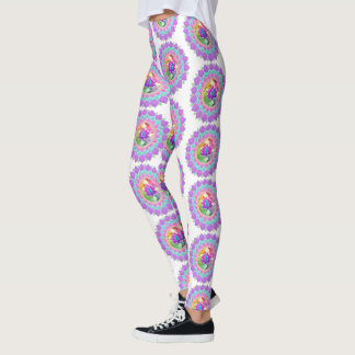 Diwali glitter lotus rangoli leggings