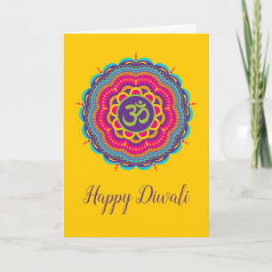 Diwali Greeting Card in Bright Color Mandala