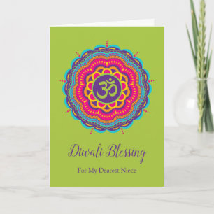 Diwali Greeting Card in Bright Color Mandala