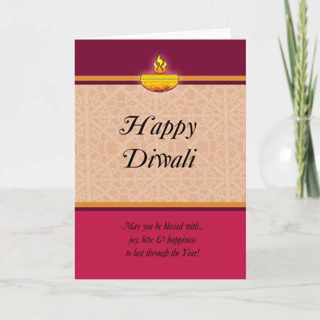 Diwali Greeting Card With Lamp (Front)