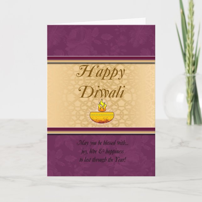 Diwali Greeting Card With Lamp (Front)