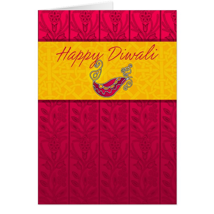 Diwali Greeting Card With Lamp