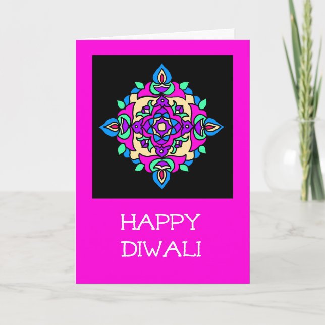 Diwali Greeting Card with Rangoli Pattern (Front)
