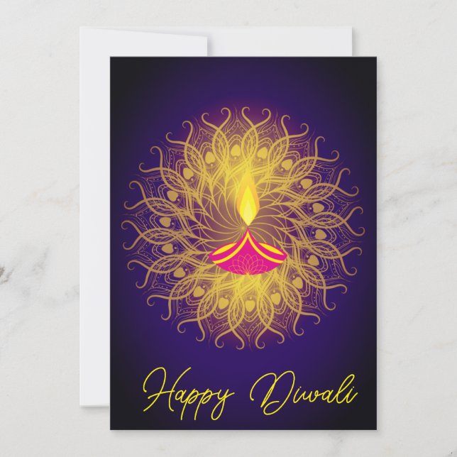 Diwali greeting holiday diya card (Front)
