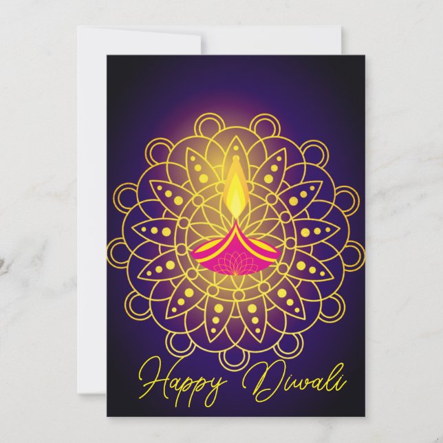 Diwali greeting holiday diya card (Front)
