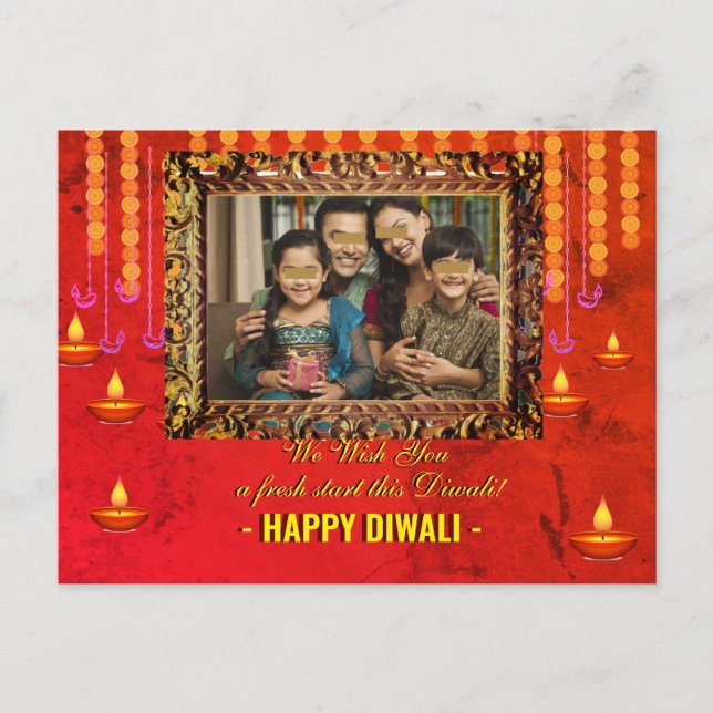  Diwali greeting traditional photo  Card (Front)