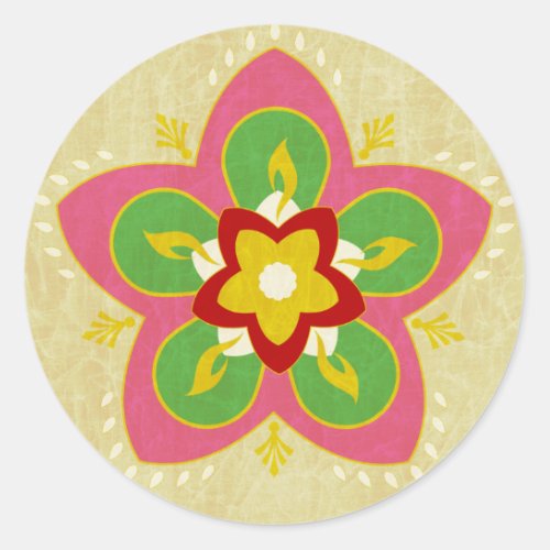 diwali greetings rangoli classic round sticker
