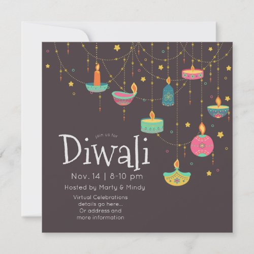 Diwali hanging Deepas Invitation
