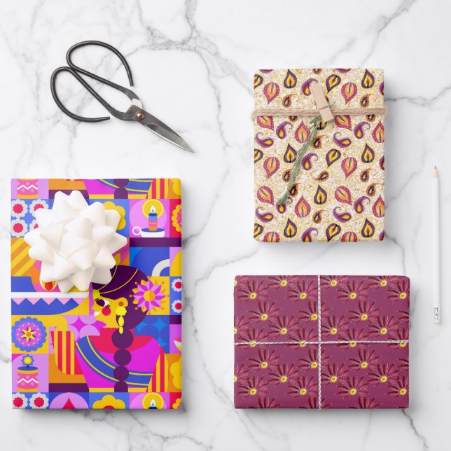 Diwali, Indian ethnic design gift Wrapping Paper Sheets (Front)