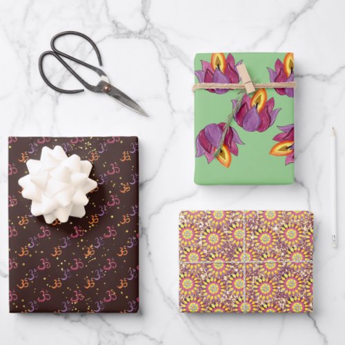 Diwali Indian motifs gift wrapping sheets 