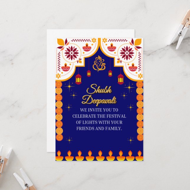Diwali Invitation  Card (Front/Back In Situ)