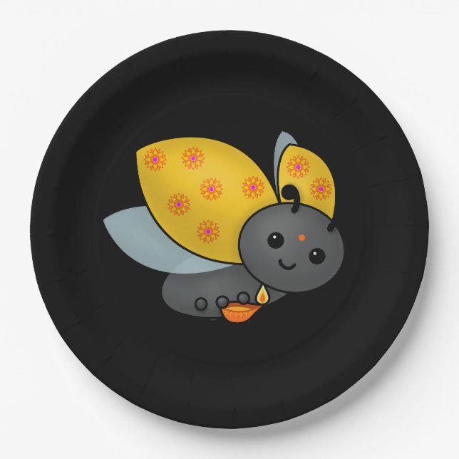 Diwali Ladybug with Deepa Paper Plates (Front)