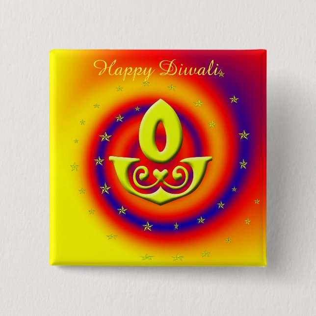 Diwali Lamp Pinback Button (Front)