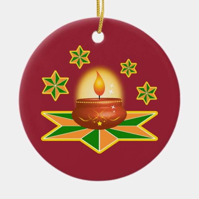 Diwali Lantern Ceramic Ornament (Front)