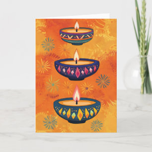 Diwali Light Colorful Lamps Holiday Card
