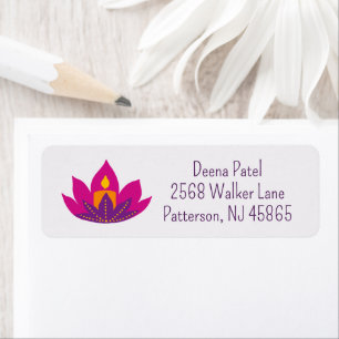 Diwali Lotus Flower Candle Address Label